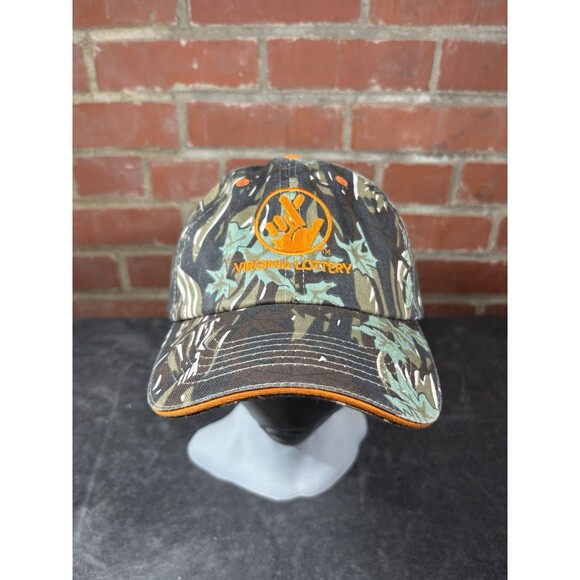 Virginia Lottery Embroidered Camo Hat Adjustable Rare Cap Cotton - Picture 1 of 6